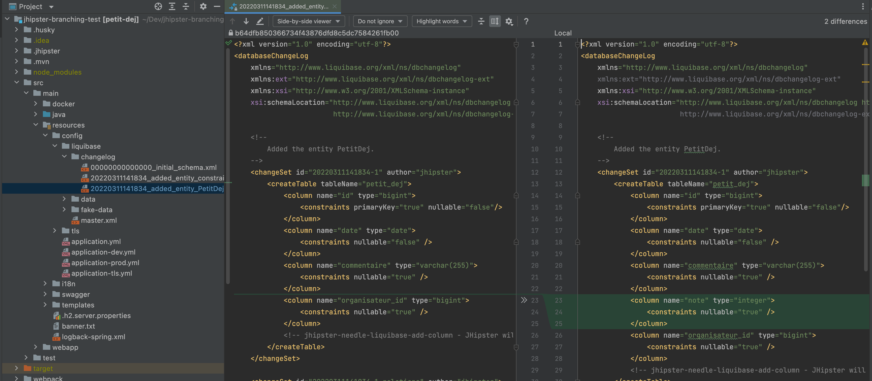 Changelog modifié